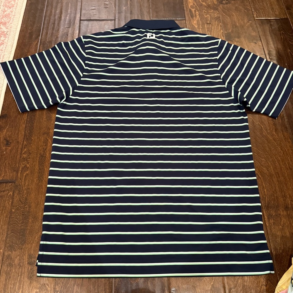FootJoy Green Navy Stripe Polo Golf Shirt size Medium - Picture 5 of 7